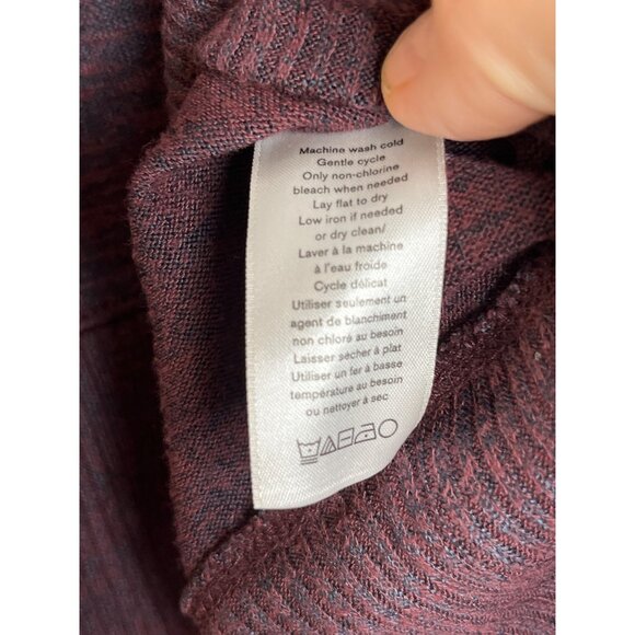 Rag & Bone Ribbed Shoulder Hem Round Neck‎ Long Sleeve Shirt Maroon Black Medium - Picture 6 of 8